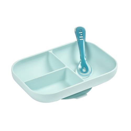 BEABA Silicone Meal Set 2pcs Divided  - Blue