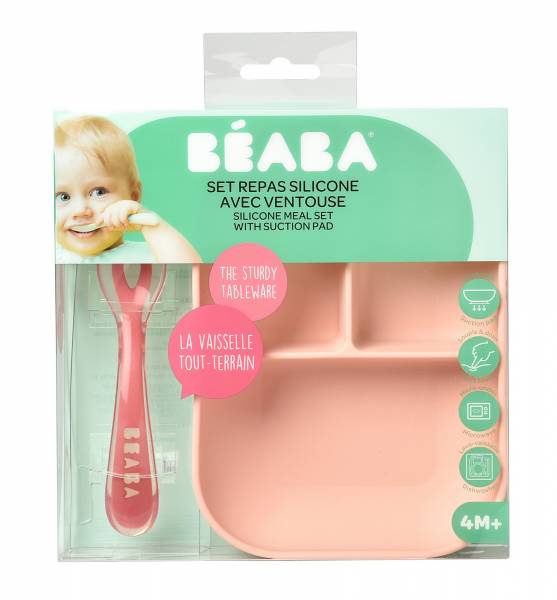 BEABA Silicone Meal Set 2pcs Divided  - Pink