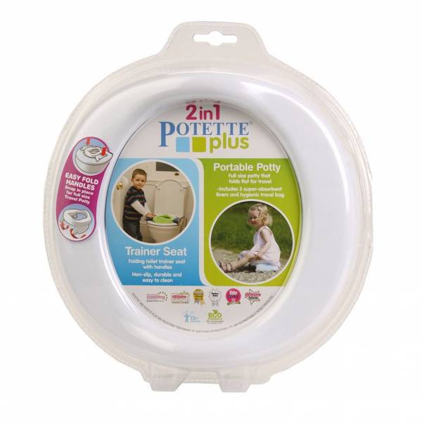 Potette Plus Portable Potty & Toilet Seat - White Blue