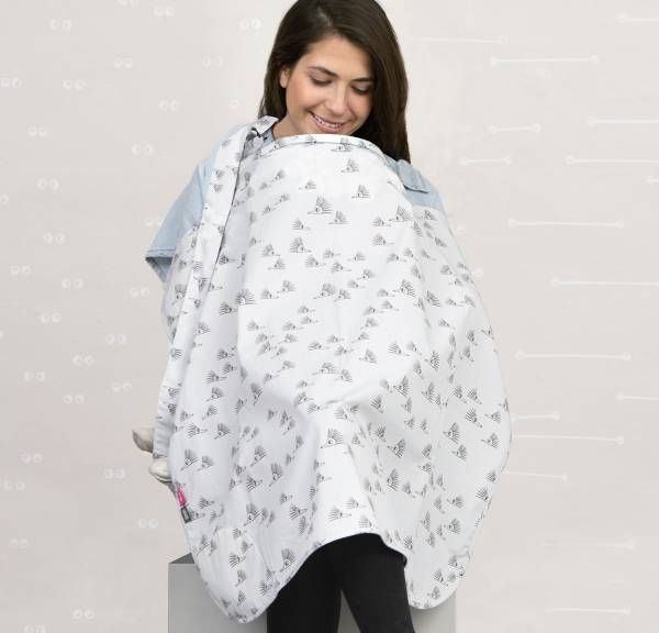 SIMPLY GOOD Nursing Cover Muslin - Grey Lines/White