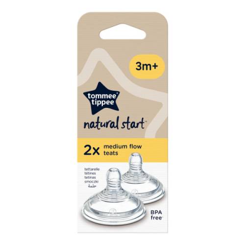 TOMMEE TIPPEE Natural Start Bottle Teats Pack of 2 - Medium Flow