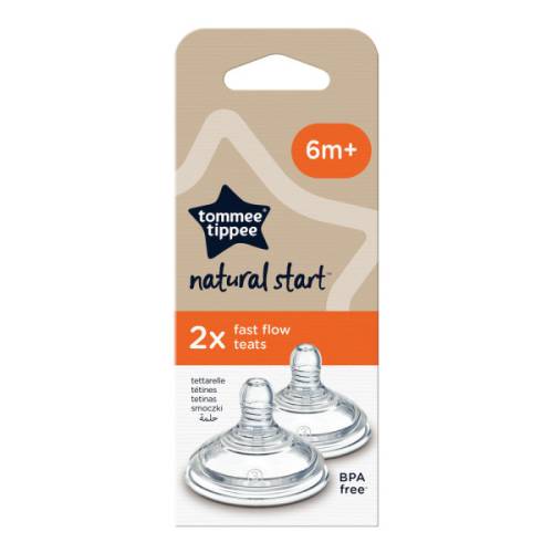 TOMMEE TIPPEE Natural Start Bottle Teats Pack of 2 - Fast Flow