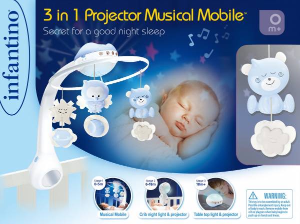 INFANTINO 3in1 Projector Musical Mobile - Blue