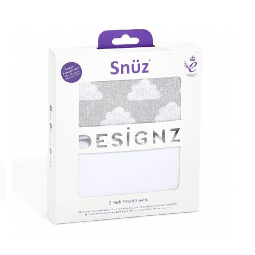 SnuzPod Bedside Crib 2Pack Sheets - Cloud 