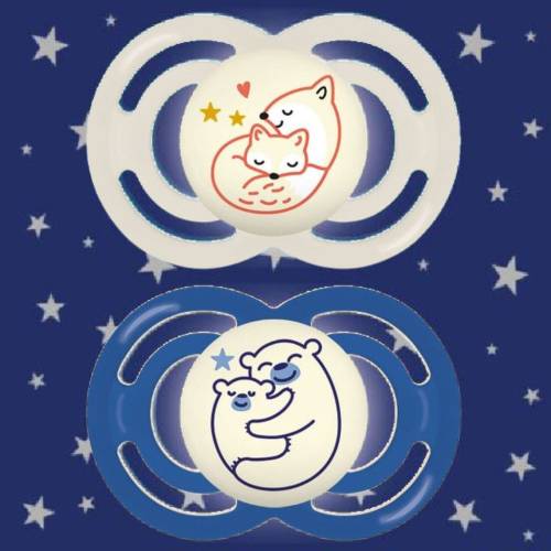 MAM Soother Perfect Night 6+ Double Pack - Planet Love Boy