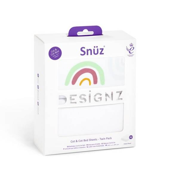 Snuz Cot & Cot Bed 2 Pack Fitted Sheet - Multi Rainbow