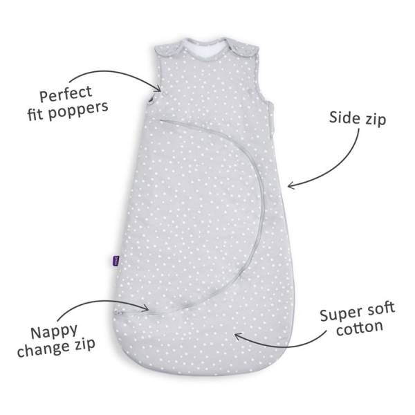 SNUZ Sleeping Bag 1 TOG 0-6 -  White Spot