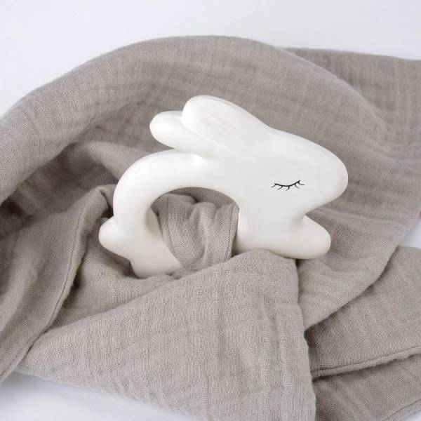 KIKADU Rubber Rabbit with Towel - Silver Grey