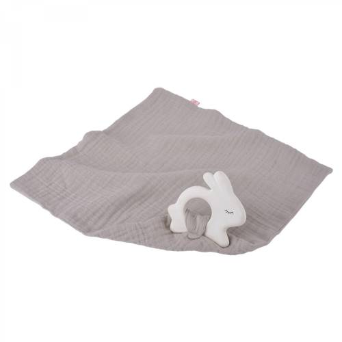 KIKADU Rubber Rabbit with Towel - Silver Grey
