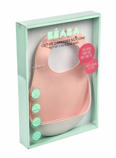 BEABA Silicone Bib - Old Pink