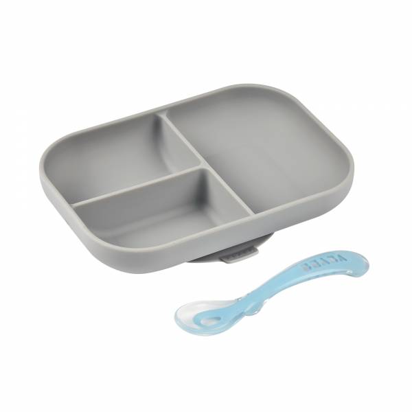 BEABA Silicone Meal Set 2pcs Divided  - Grey