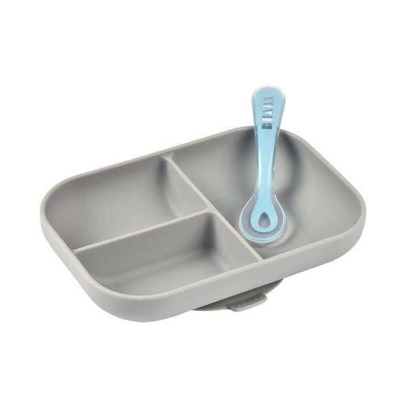 BEABA Silicone Meal Set 2pcs Divided  - Grey
