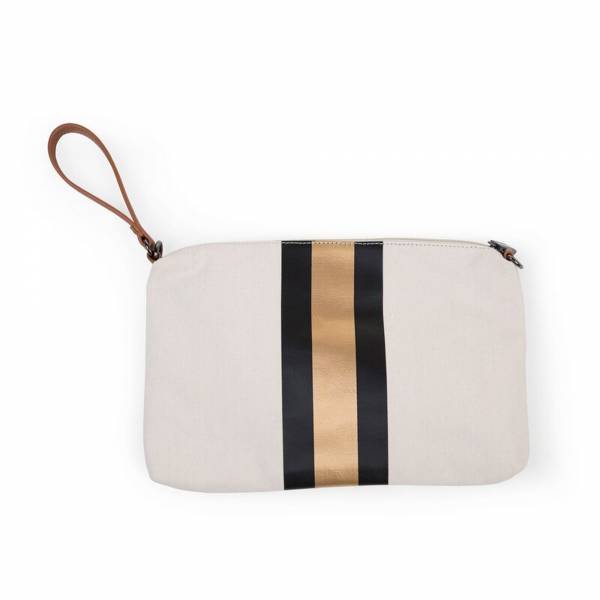 CHILDHOME Mommy's Clutch Bag - Canvas White/Black/Gold