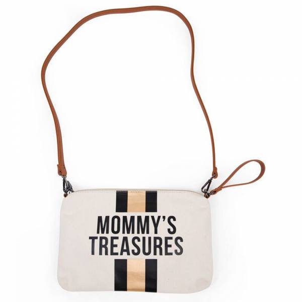 CHILDHOME Mommy's Clutch Bag - Canvas White/Black/Gold