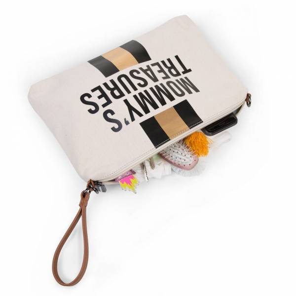 CHILDHOME Mommy's Clutch Bag - Canvas White/Black/Gold