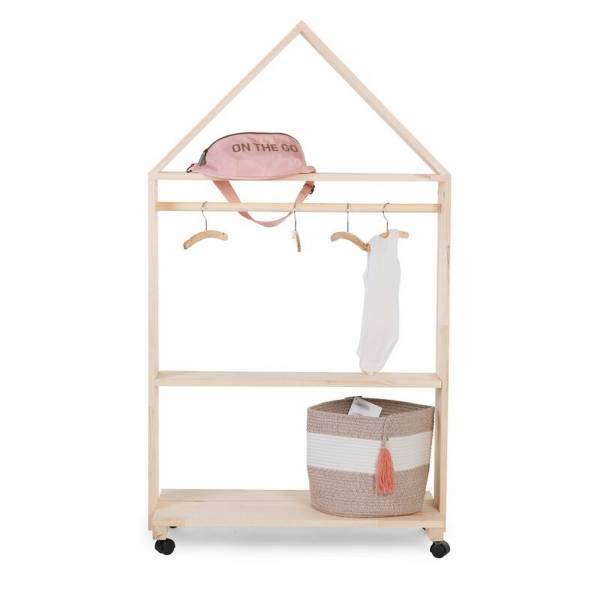 CHILDHOME Open House Cabinet 80x135 + Wheels - Natural