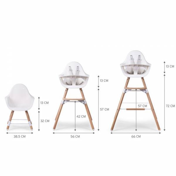 CHILDHOME Evolu 2 High Chair - Natural/White 