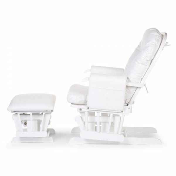 CHILDHOME Gliding Round Chair with Footrest - White
