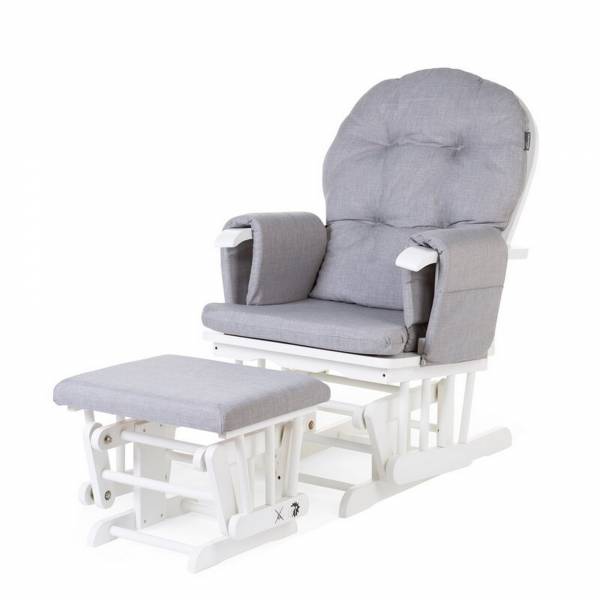 CHILDHOME Gliding Round Chair with Footrest - Canvas Grey