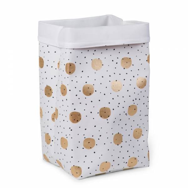 CHILDHOME Canvas Box 32x32x60 - White Gold Dots