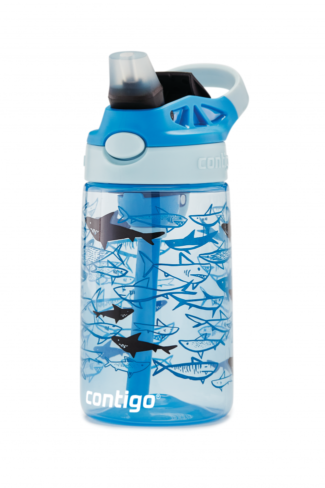 Contigo Kids Blue Shark Gizmo Flip Water Bottle, 14 Oz.