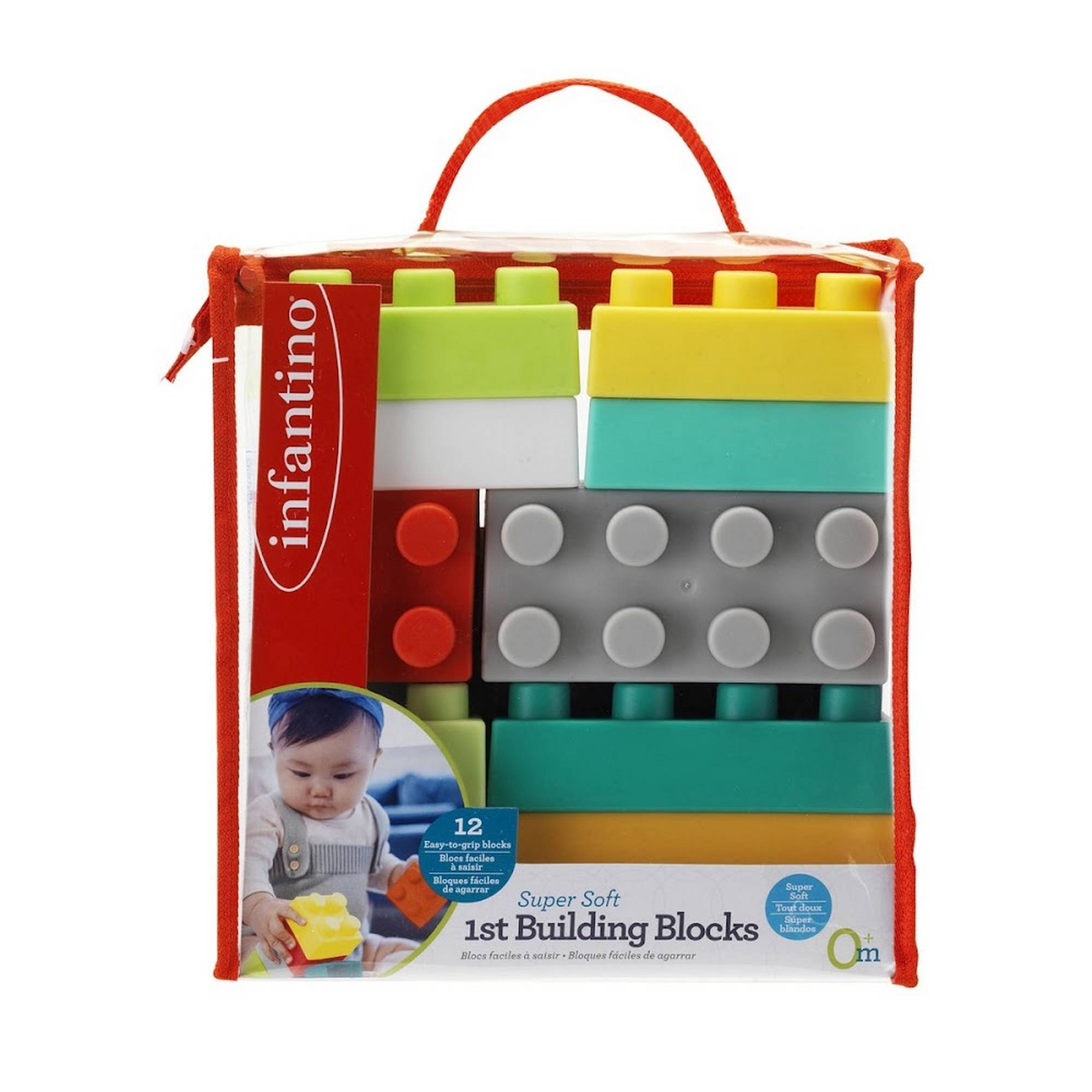 Infantino Super Soft Building Blocks, Easy-to-Hold for Babies & Toddlers,  BPA-Free, Multi-Colored, 12-Piece Set