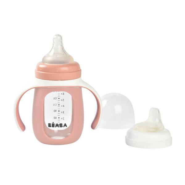 BEABA Glass Bottle + Silicone Sleeve - Old Pink