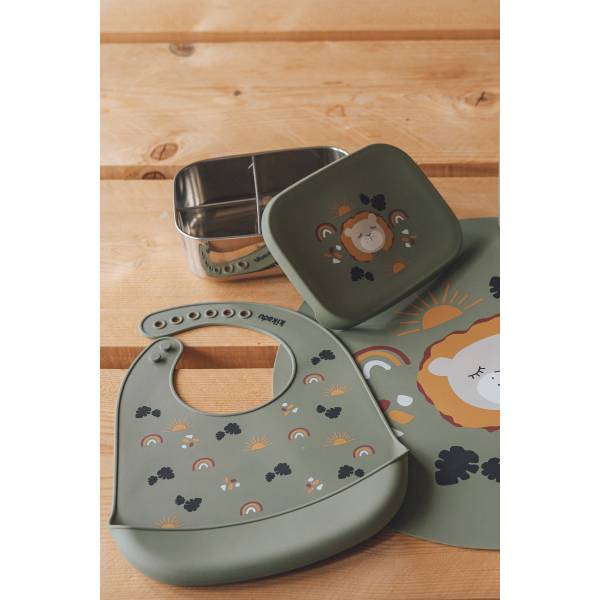 KIKADU Silicone Bib - Lion Olive