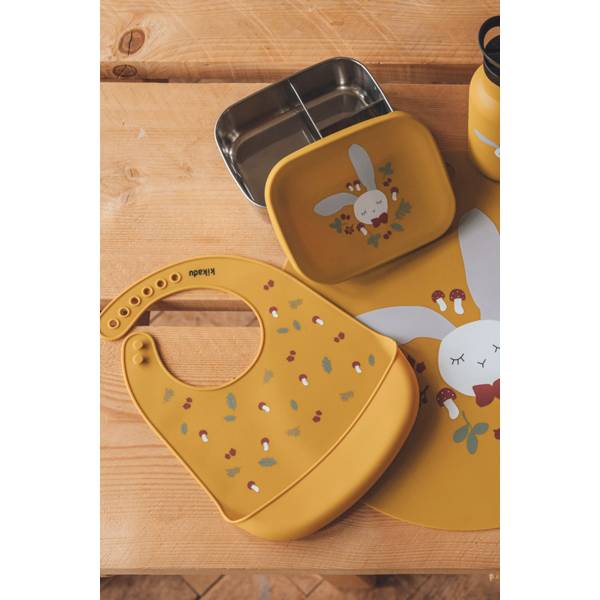 KIKADU Silicone Bib - Rabbit Mustard