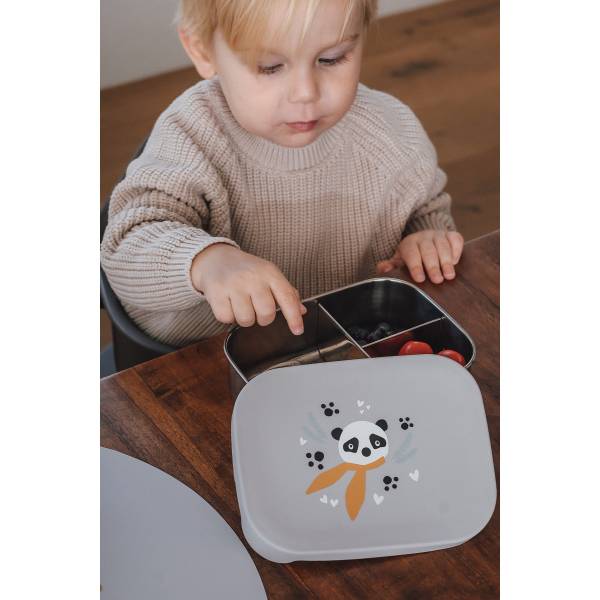 KIKADU Lunch Box - Panda Silver Grey