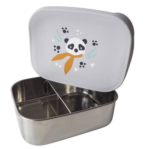 KIKADU Lunch Box - Panda Silver Grey