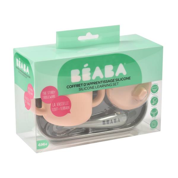 BEABA Silicone Learning Set + Cup - Pink S