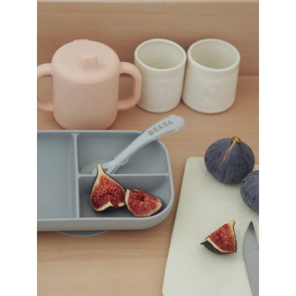 BEABA Silicone Learning Set + Cup - Pink