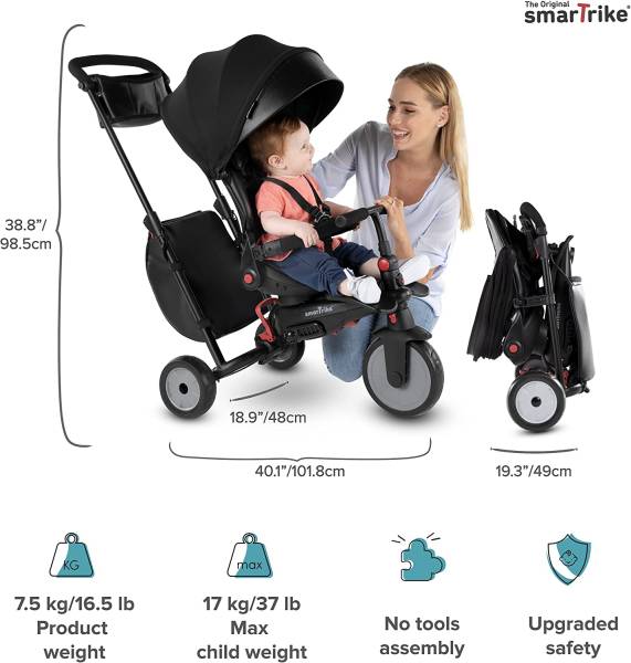 smarTrike 7in1 Stroller Trike Urban 6-36m - Black