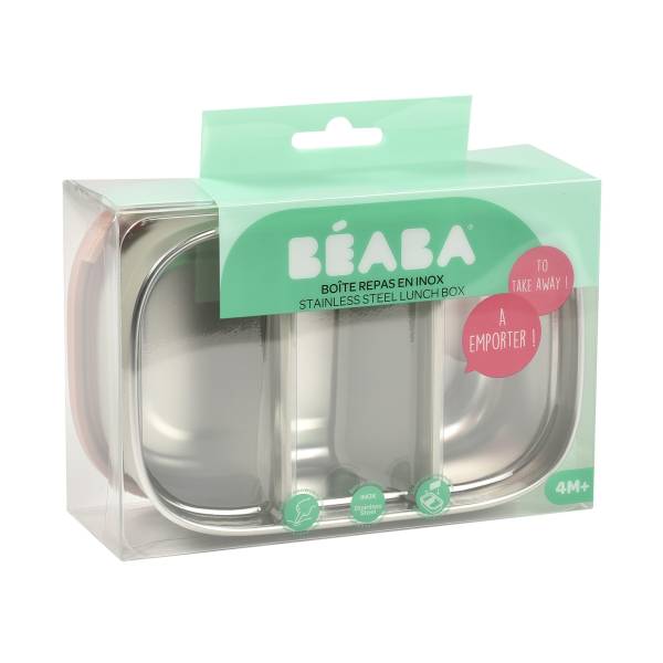 BEABA Stainless Steel Lunch Box - Velvet Grey/Dusty Rose