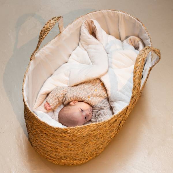 CHILDHOME Moses Basket Seagrass Natural + Mattress