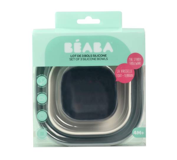 BEABA Silicone Nesting Bowls setx3 - Nightblue/Cotton/BalticBlue