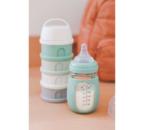 BEABA Milk Container 4 Compartments - Cotton/Sagegreen