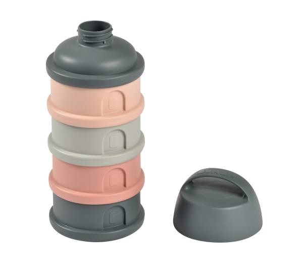 BEABA Milk Container 4 Compartments - Mineral Grey/Pink