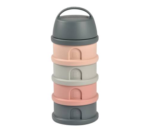 BEABA Milk Container 4 Compartments - Mineral Grey/Pink