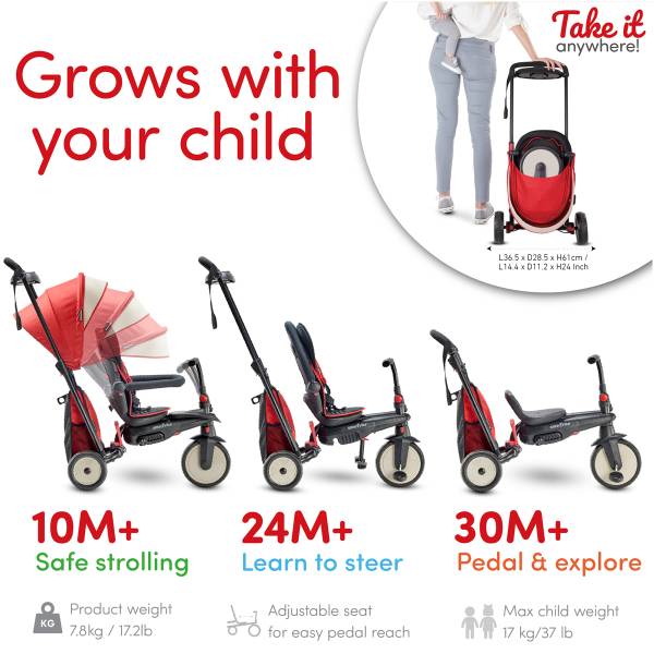 SmarTrike 6-in-1 STR5 Stroller Trike - Red Melange