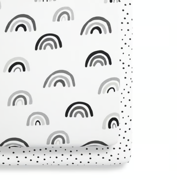 SnuzPod Bedside Crib 2Pack Sheets - Mono Rainbow