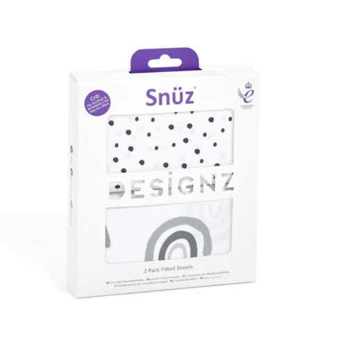 SnuzPod Bedside Crib 2Pack Sheets - Mono Rainbow