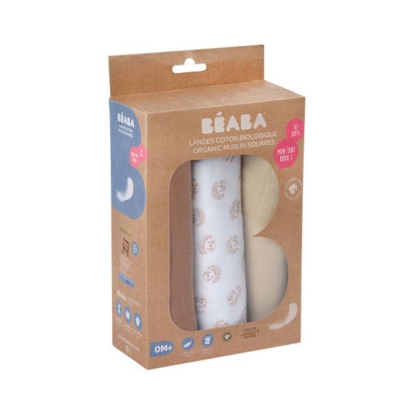 BEABA Cotton Muslin x3 - Hedgehog