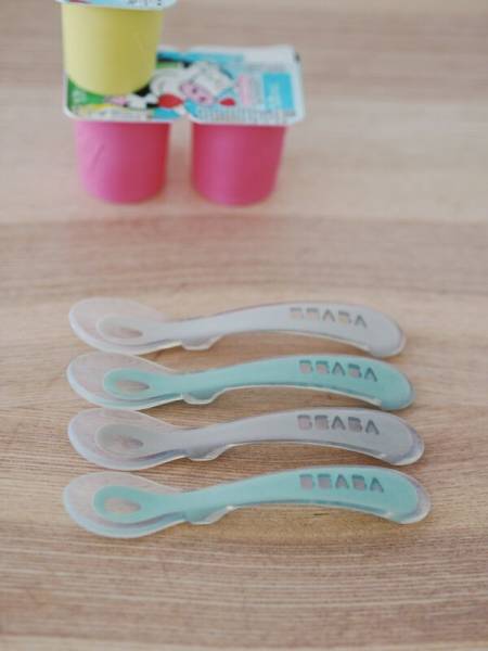 BEABA Spoon 2nd Age Silicone Spoon Set x4 - VelvetGrey/Sage