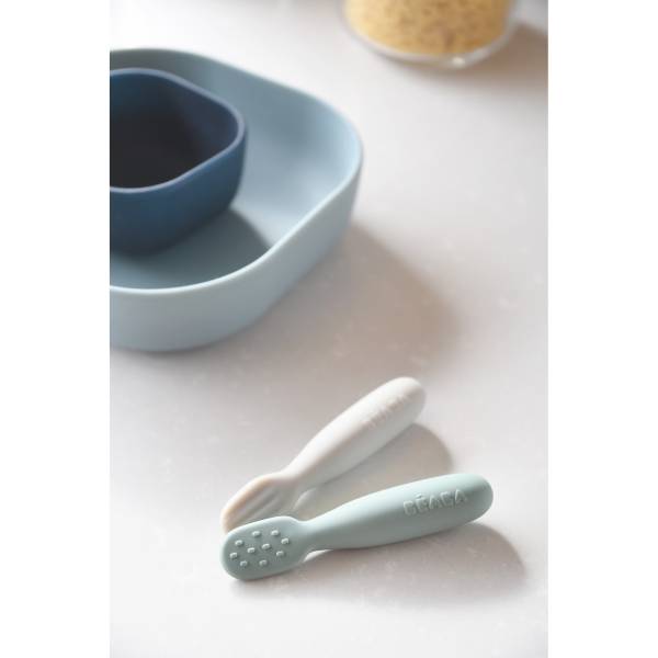 BEABA Pre-Spoon set of 2 - SageGreen/Velvet Grey