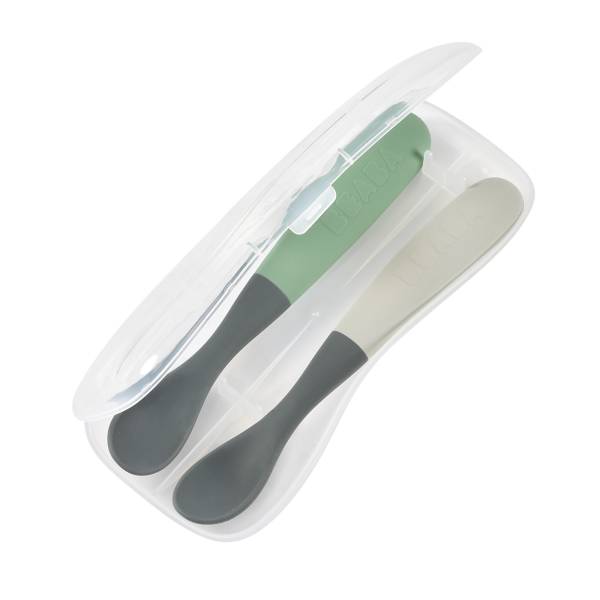 BEABA Spoon for my first meals Set x 2 - Mineral Grey/SageGreen