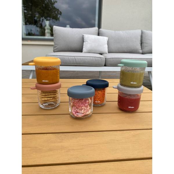 BEABA Food Jar Glass Portions Set of 6x250ml - Sunrise Colours mix