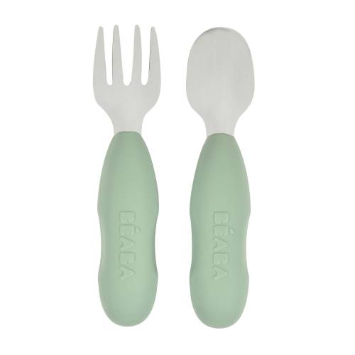 BEABA PreCutlery Stainless Steel Set x2 - Sage Green