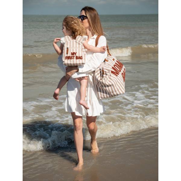 CHILDHOME Mommy Bag - Stripes Nude Terracotta